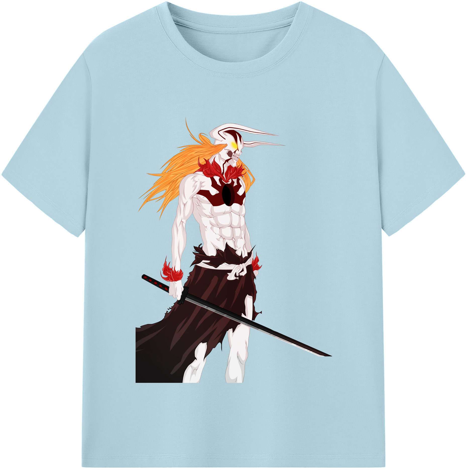 （画像用） ブリーチ 黒崎一護（くろさき いちご）BLEACH Kurosaki Ichigo 綿100％半袖Tシャツ（フロントプリント）
